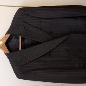 Canali Dark Charcoal Pinstripe Double-Breasted Blazer